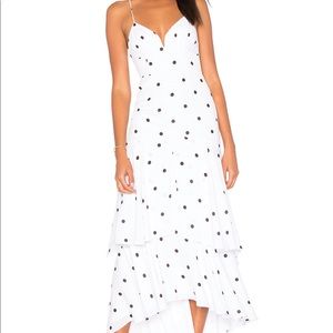 Fame and Partners Georgette Dress White Spot Print